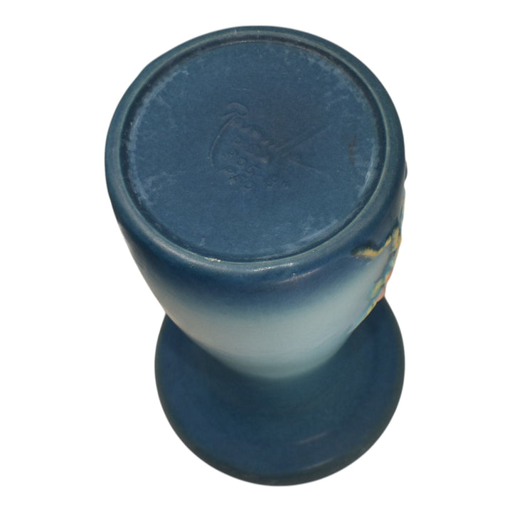 Roseville Apple Blossom Blue 1949 Vintage Art Pottery Jardiniere Pedestal 302-8 - Just Art Pottery