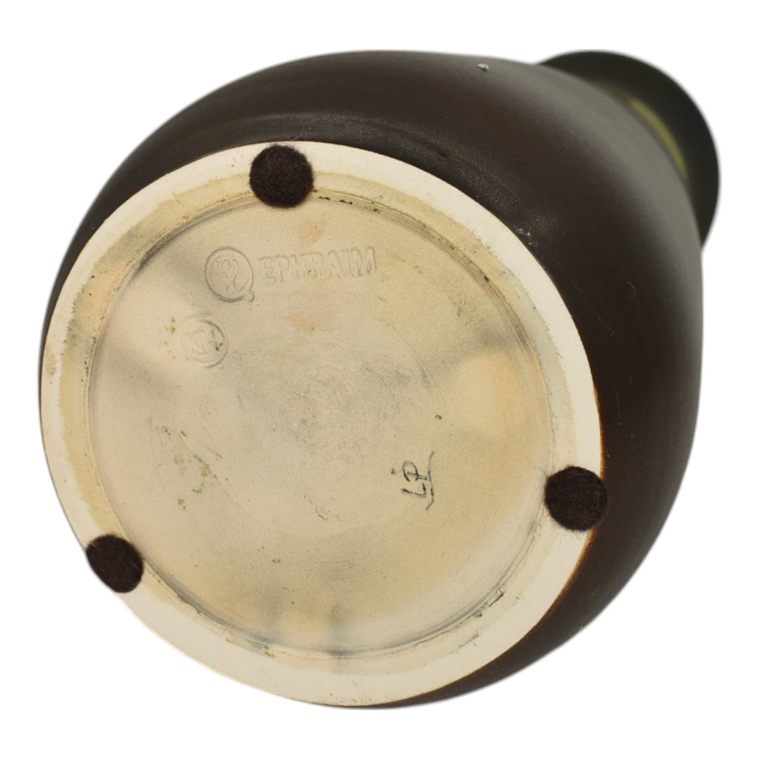 Ephraim Faience 2015 Art Pottery Brown Hand Painted Scenic Vellum Ceramic Vase - Just Art Pottery