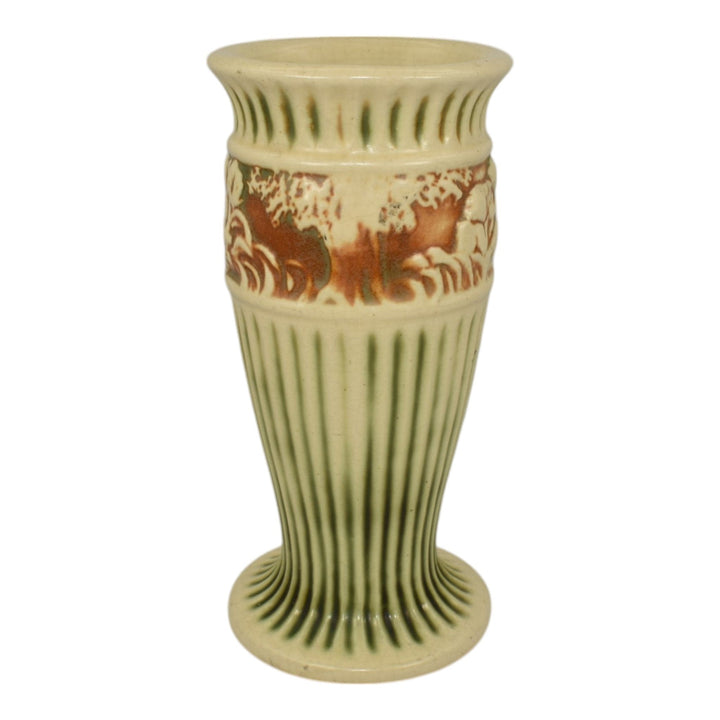 Roseville Donatello 1916 Vintage Art Pottery Green And Ivory Ceramic Vase 184-8 - Just Art Pottery