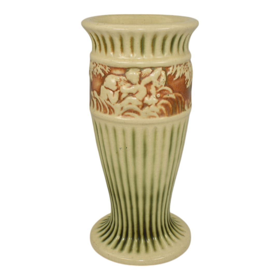 Roseville Donatello 1916 Vintage Art Pottery Green And Ivory Ceramic Vase 184-8 - Just Art Pottery