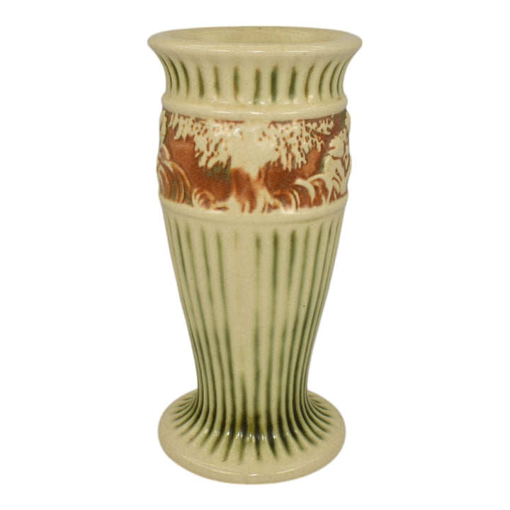 Roseville Donatello 1916 Vintage Art Pottery Green And Ivory Ceramic Vase 184-8 - Just Art Pottery