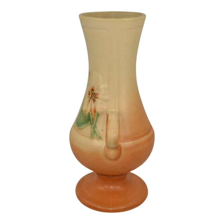 Weller Panella 1930s Vintage Art Deco Pottery Orange Handled Ceramic Vase