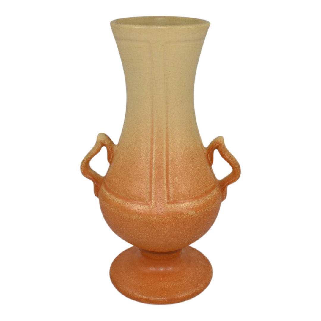 Weller Panella 1930s Vintage Art Deco Pottery Orange Handled Ceramic Vase