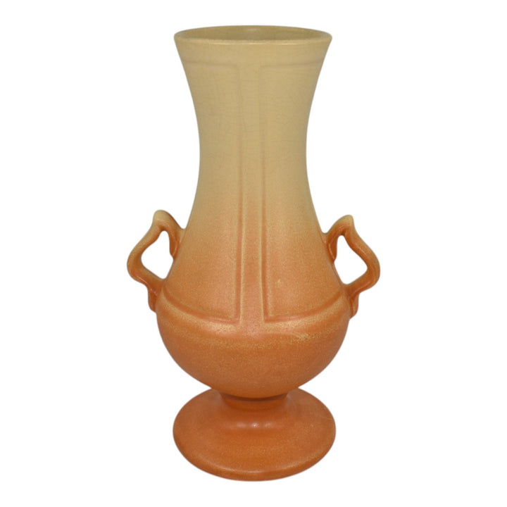 Weller Panella 1930s Vintage Art Deco Pottery Orange Handled Ceramic Vase