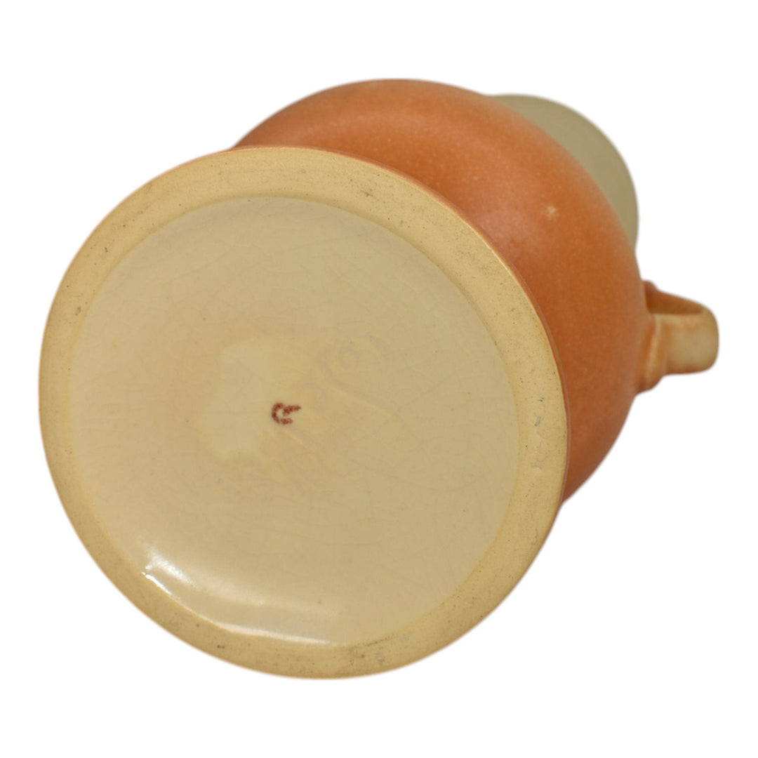 Weller Panella 1930s Vintage Art Deco Pottery Orange Handled Ceramic Vase