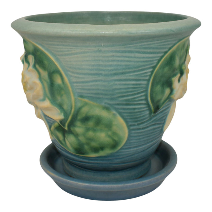 Roseville Water Lily Blue 1943 Art Pottery Ceramic Flower Pot Planter 664-5