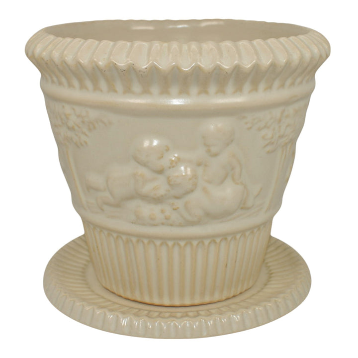 Roseville Ivory Donatello 1932 Vintage Art Pottery Flower Pot Planter 580-5