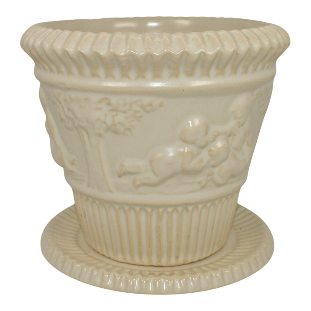 Roseville Ivory Donatello 1932 Vintage Art Pottery Flower Pot Planter 580-5