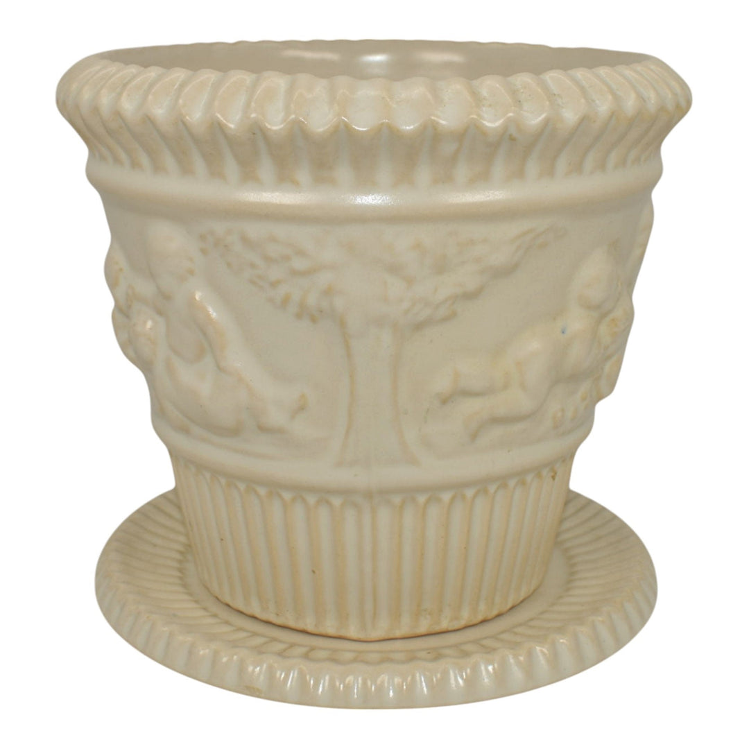 Roseville Ivory Donatello 1932 Vintage Art Pottery Flower Pot Planter 580-5