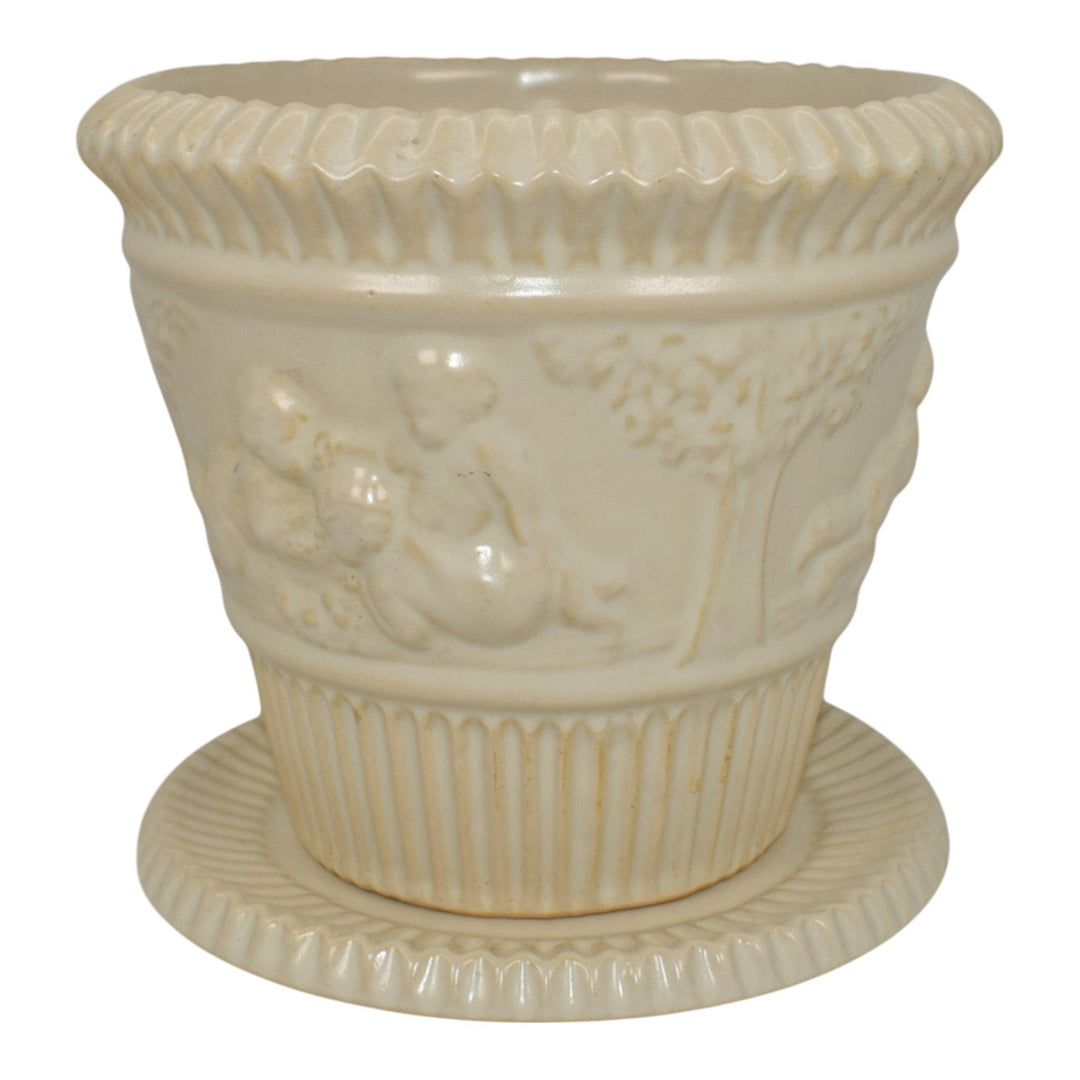 Roseville Ivory Donatello 1932 Vintage Art Pottery Flower Pot Planter 580-5