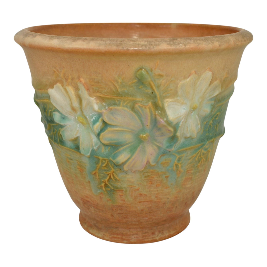 antique ceramic plant pot Roseville Cosmos Tan 1939 Art Pottery Ceramic Flower Pot Planter 650-5