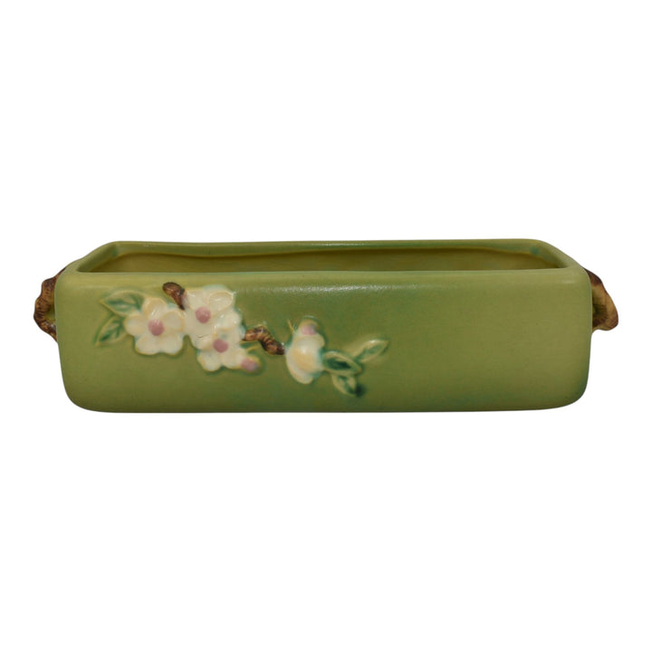 Roseville Apple Blossom Green 1949 Vintage Art Pottery Window Box Planter 368-8