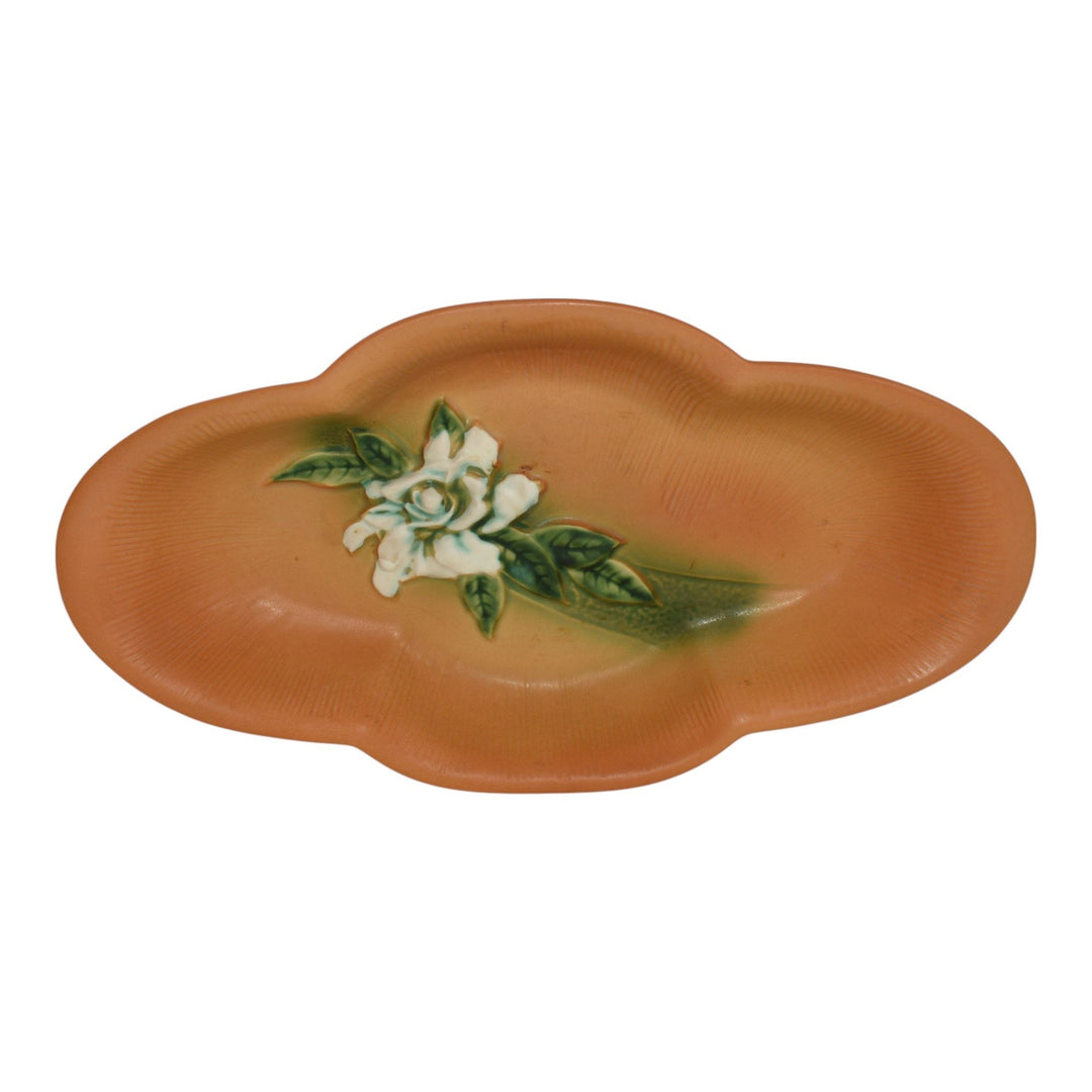 Roseville Gardenia Tan 1950 Mid Century Modern Pottery Ceramic Bowl 631-14 - Just Art Pottery