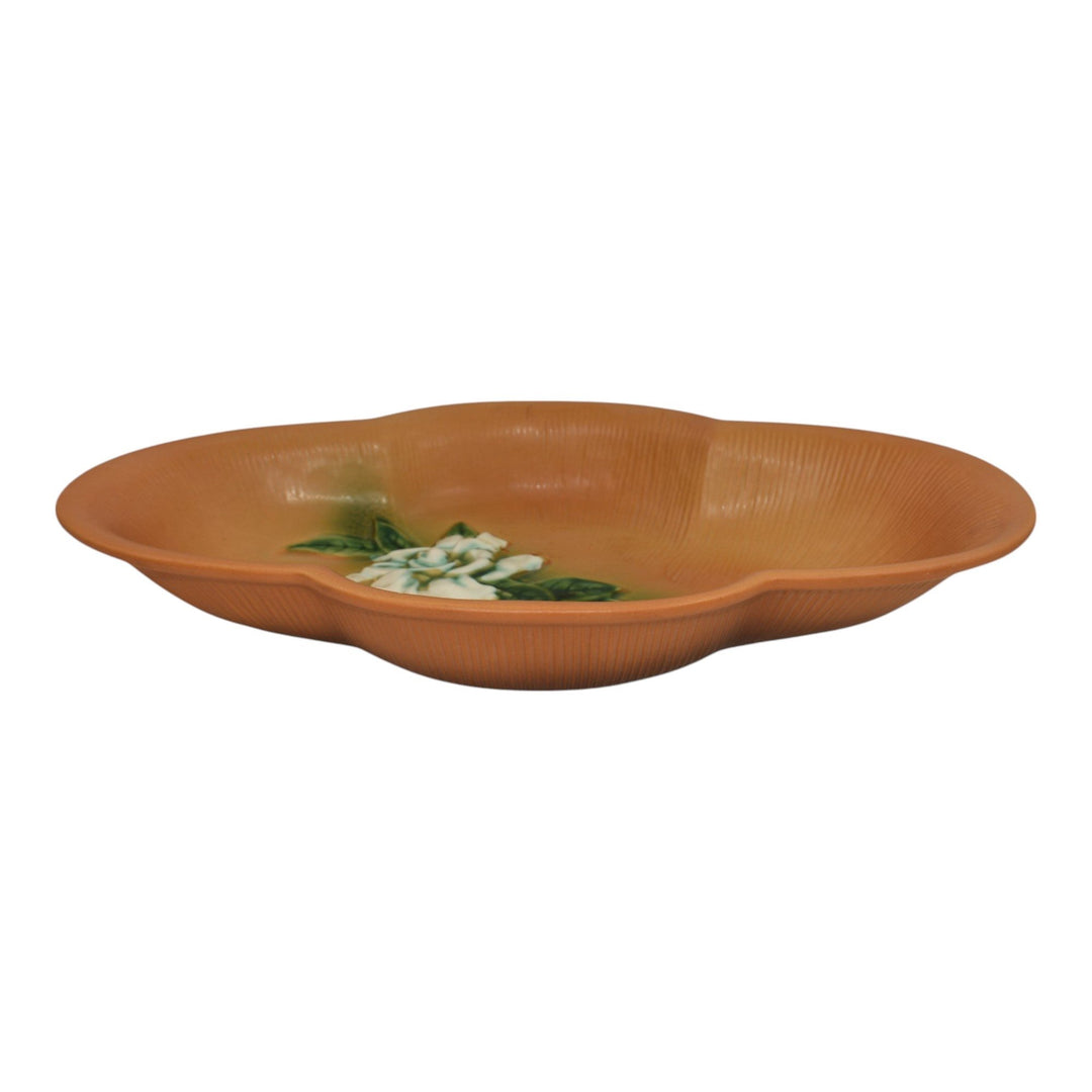 Roseville Gardenia Tan 1950 Mid Century Modern Pottery Ceramic Bowl 631-14 - Just Art Pottery