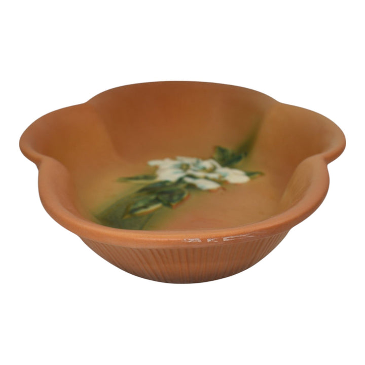 Roseville Gardenia Tan 1950 Mid Century Modern Pottery Ceramic Bowl 631-14 - Just Art Pottery