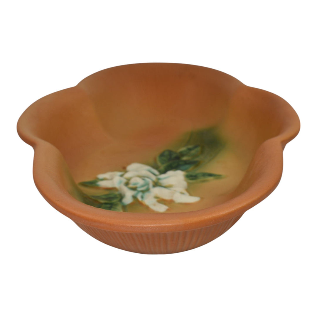 Roseville Gardenia Tan 1950 Mid Century Modern Pottery Ceramic Bowl 631-14 - Just Art Pottery