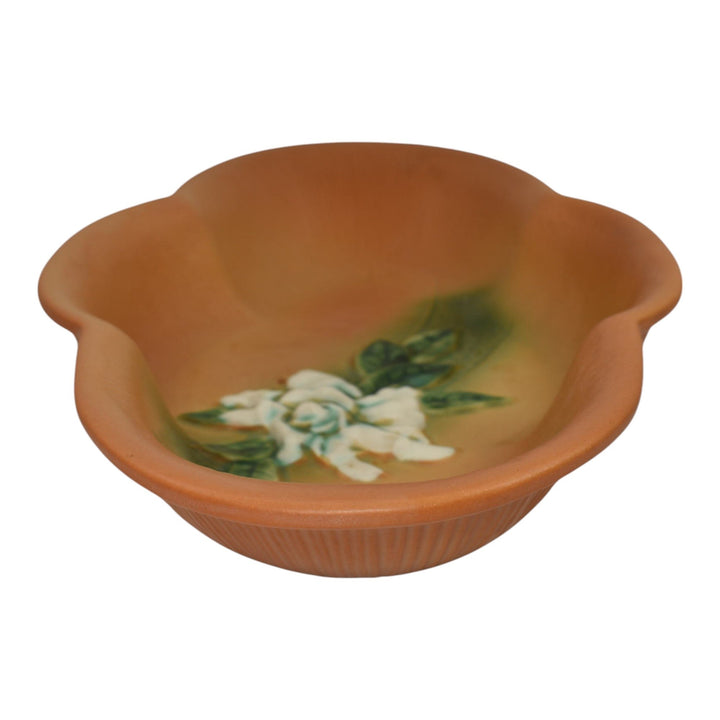 Roseville Gardenia Tan 1950 Mid Century Modern Pottery Ceramic Bowl 631-14 - Just Art Pottery