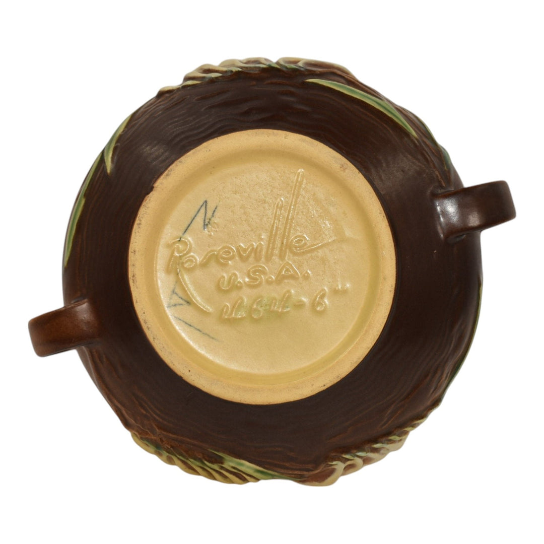 Roseville Freesia Brown 1945 Vintage Art Deco Pottery Ceramic Bowl 464-6 - Just Art Pottery