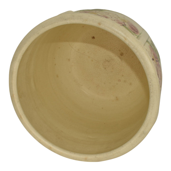 Weller Roma 1910s Vintage Art Pottery Floral Ivory Ceramic Jardiniere Planter