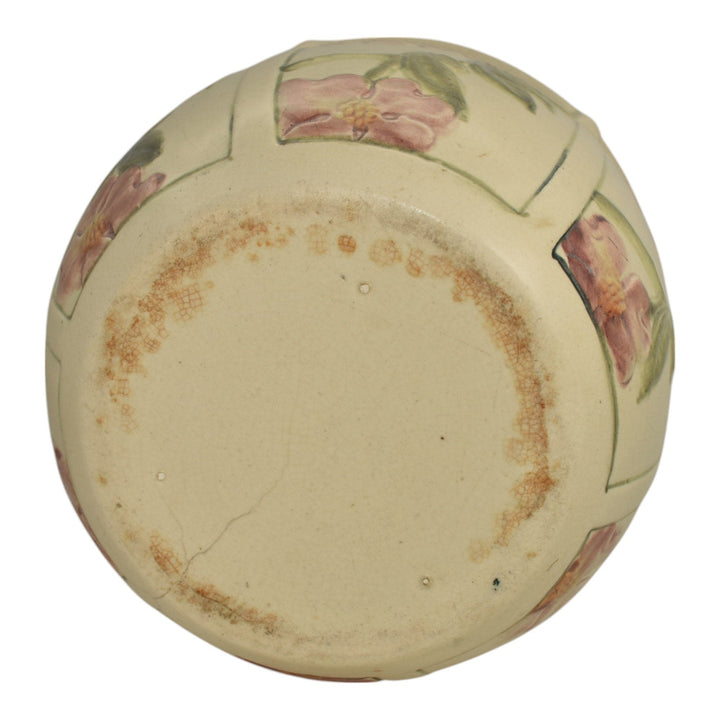 Weller Roma 1910s Vintage Art Pottery Floral Ivory Ceramic Jardiniere Planter
