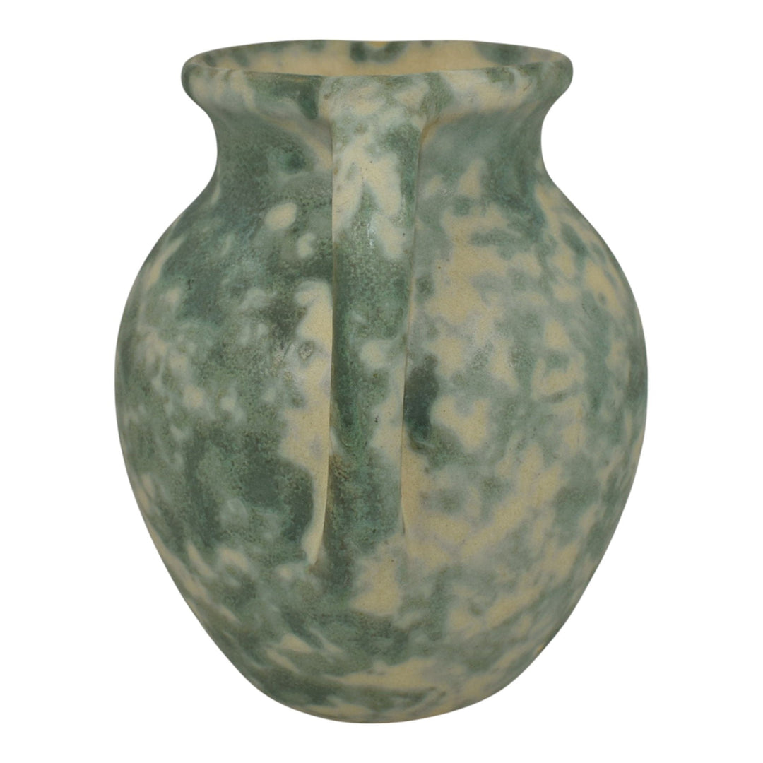 Burley Winter 1930s Vintage Art Deco Pottery Mottled Green Stoneware Vase 50