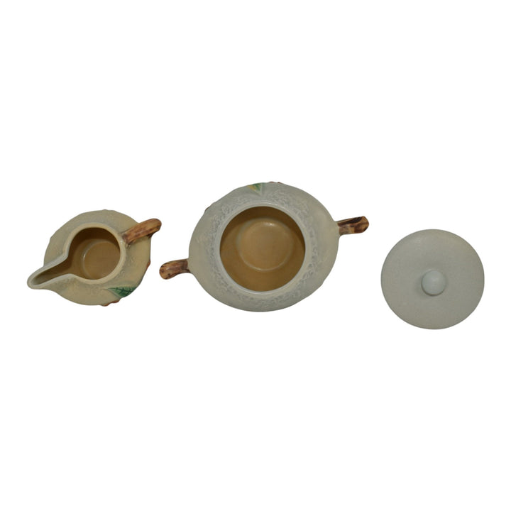 Roseville Bittersweet Gray 1951 Art Pottery Sugar Bowl And Creamer Tea Set 871