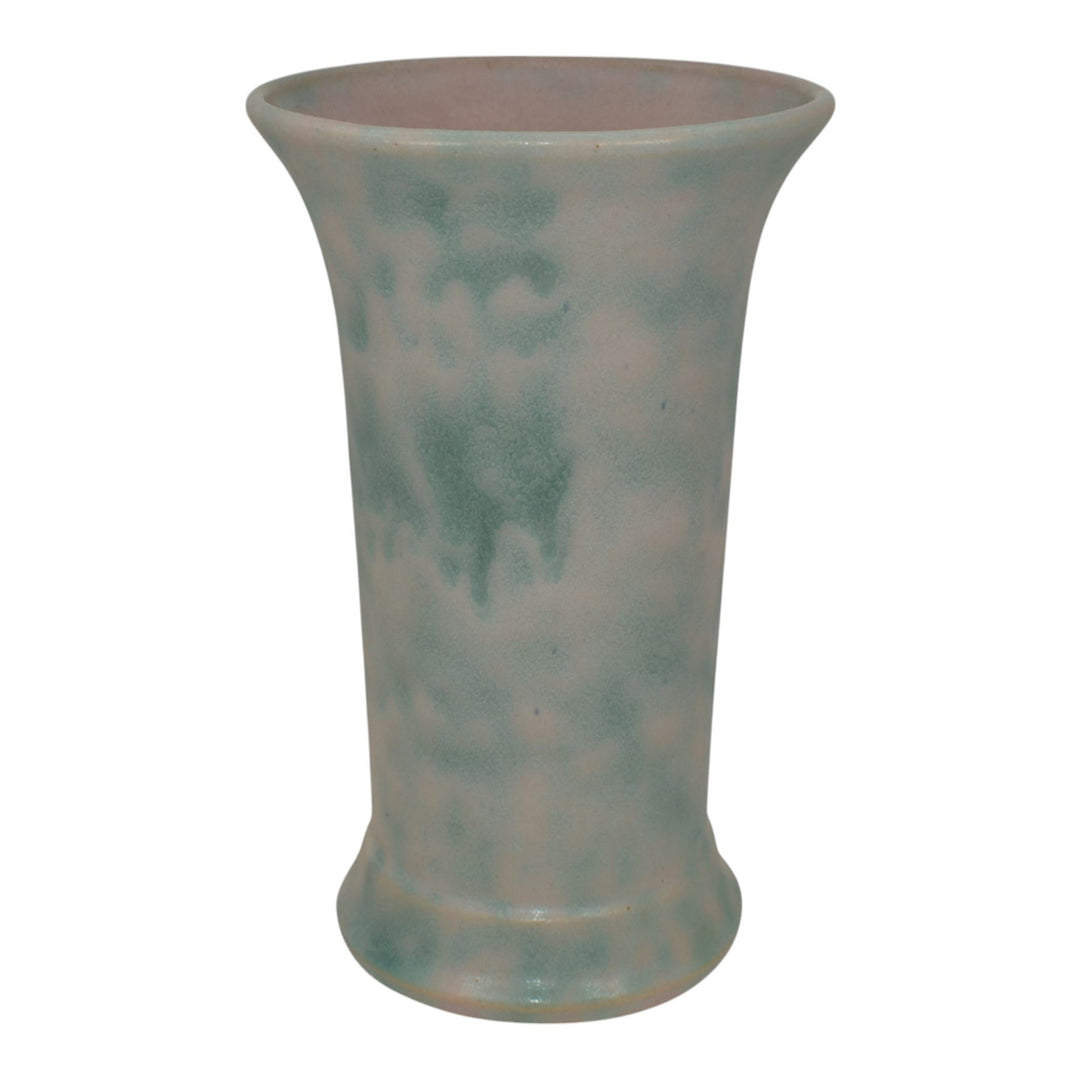 Burley Winter 1930s Vintage Art Pottery Mottled Blue Stoneware Vase 29 - Just Art Pottery