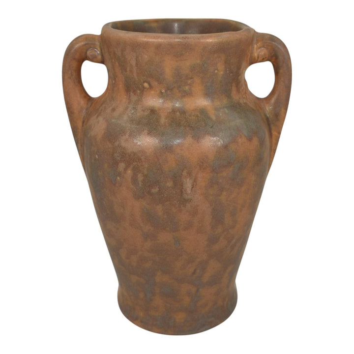 Brush McCoy 1930s Vintage Art Deco Pottery Mottled Brown Ceramic Vase - Just Art Pottery