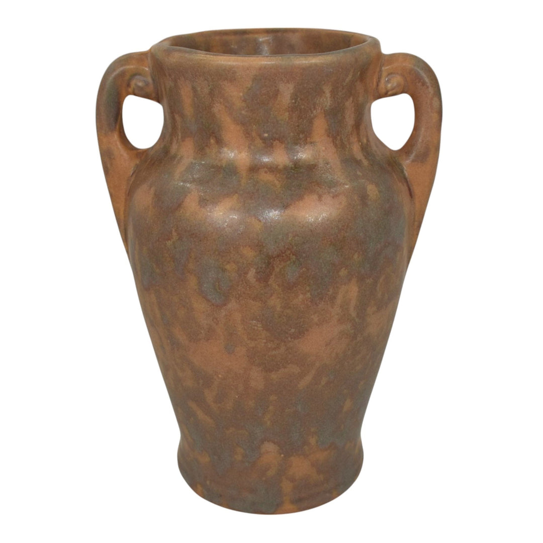 Brush McCoy 1930s Vintage Art Deco Pottery Mottled Brown Ceramic Vase - Just Art Pottery