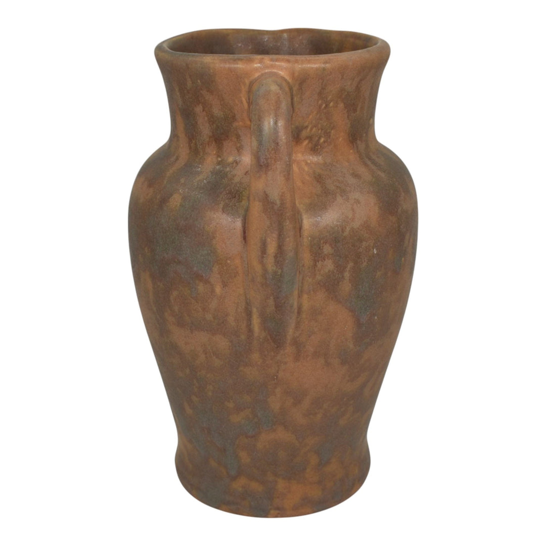 Brush McCoy 1930s Vintage Art Deco Pottery Mottled Brown Ceramic Vase - Just Art Pottery