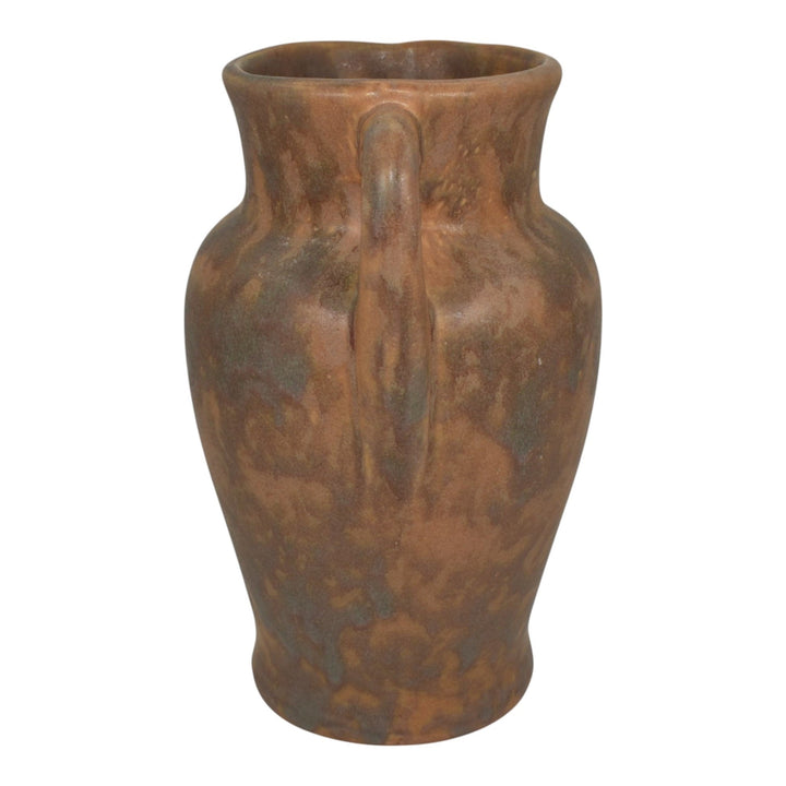 Brush McCoy 1930s Vintage Art Deco Pottery Mottled Brown Ceramic Vase - Just Art Pottery
