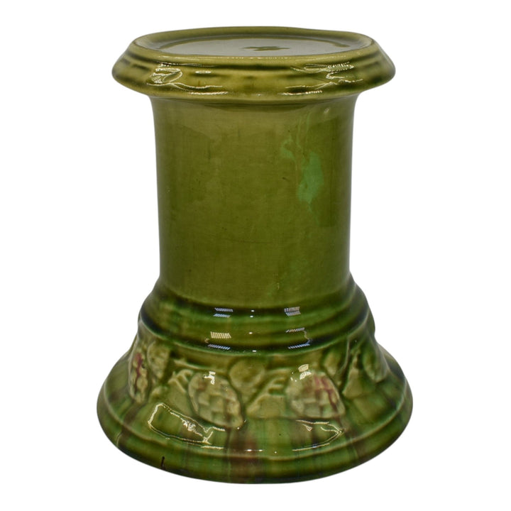 Roseville Blended Majolica 1900s Art Pottery Green Pedestal