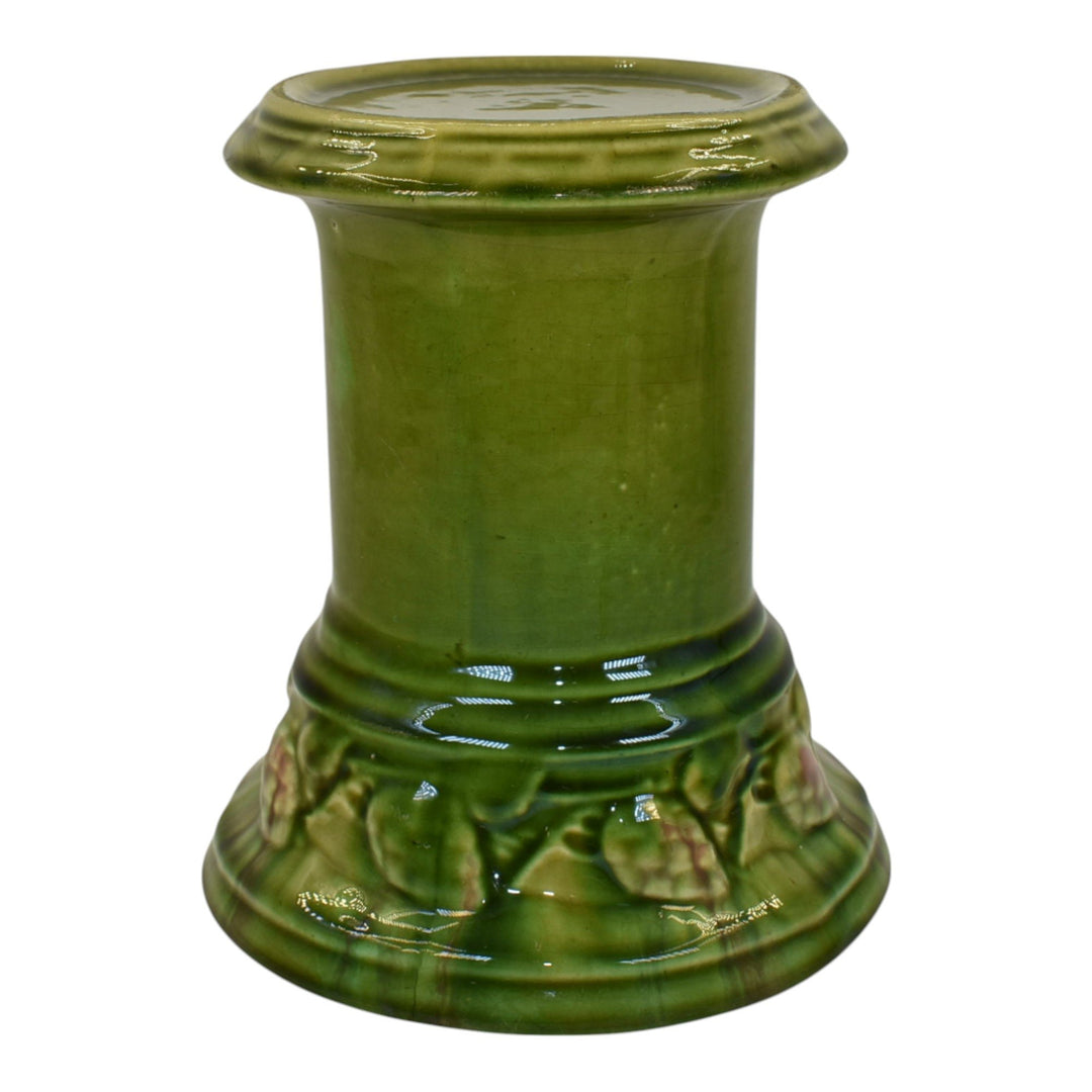 Roseville Blended Majolica 1900s Art Pottery Green Pedestal