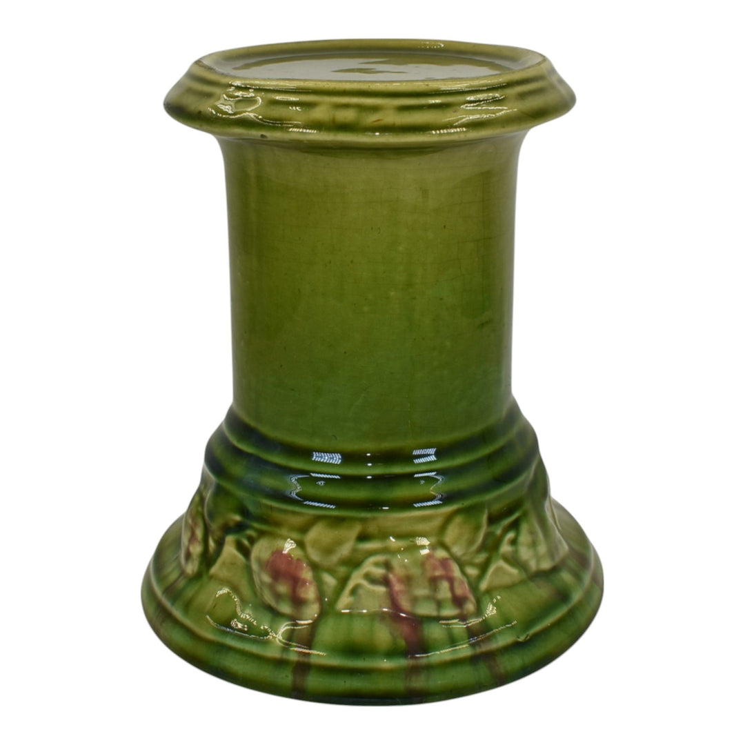 Roseville Blended Majolica 1900s Art Pottery Green Pedestal