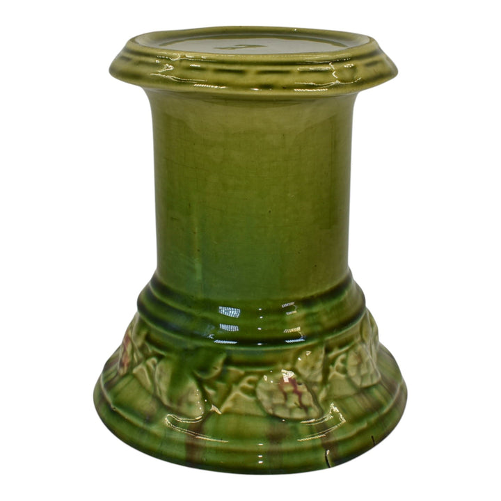 Roseville Blended Majolica 1900s Art Pottery Green Pedestal