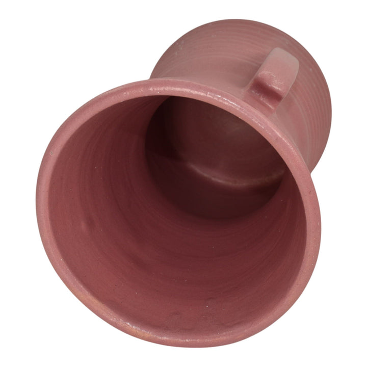 Monmouth Vintage Art Deco Pottery Ribbed Pink Handled Ceramic Vase - Just Art Pottery