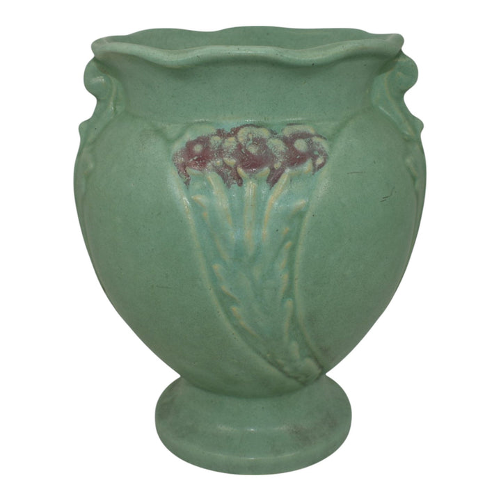 Brush McCoy 1930s Vintage Art Deco Pottery Green Floral Ceramic Vase 740