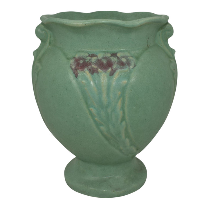 Brush McCoy 1930s Vintage Art Deco Pottery Green Floral Ceramic Vase 740