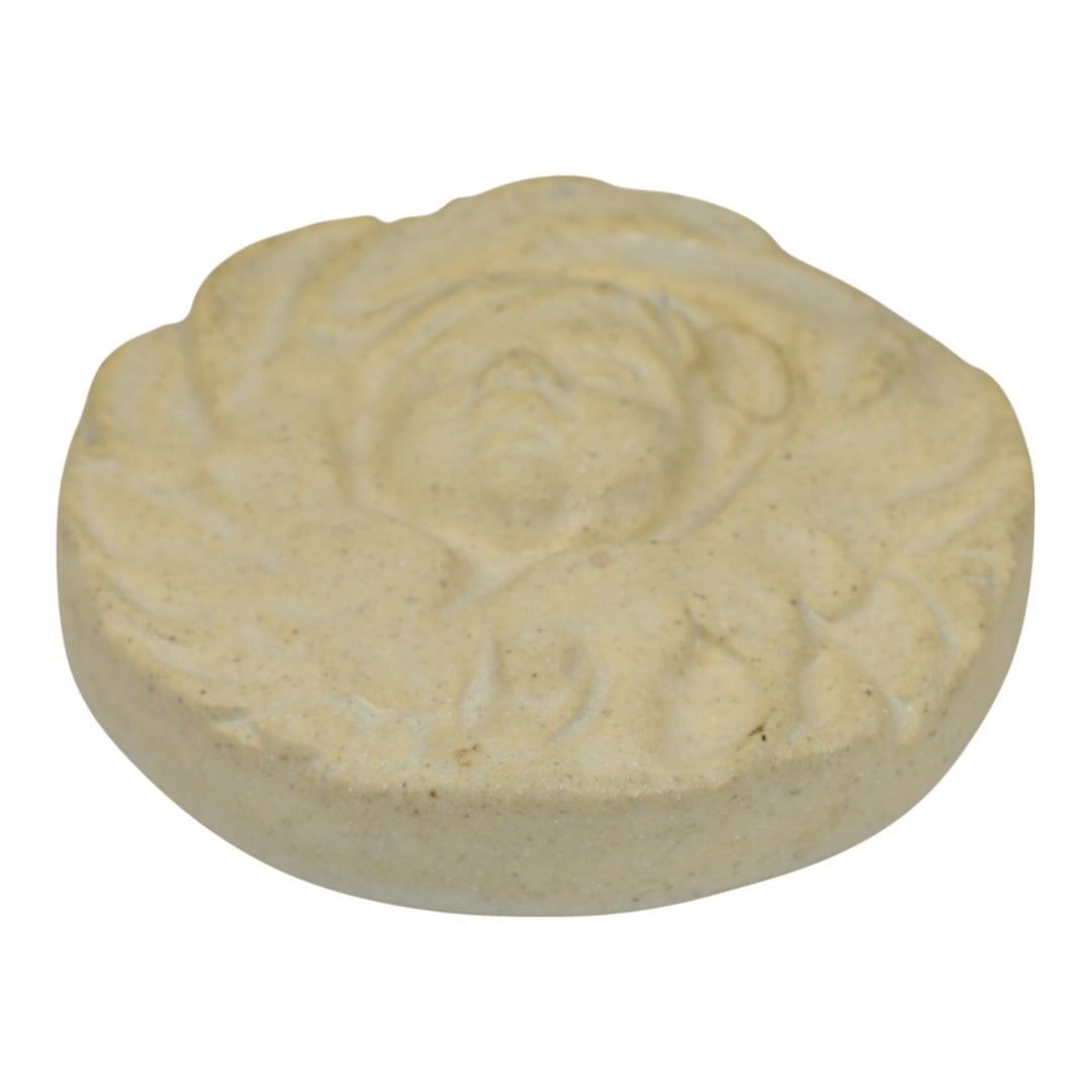 Ira And Ella Peters For Pewabic Detroit Art Pottery White Circular Angel Tile