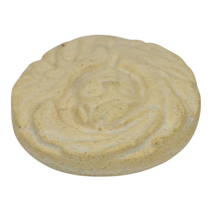 Ira And Ella Peters For Pewabic Detroit Art Pottery White Circular Angel Tile