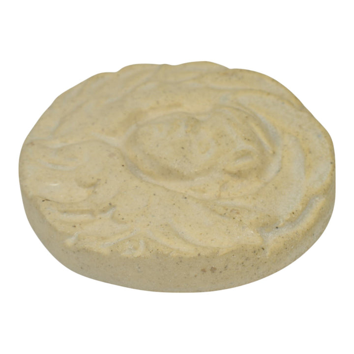 Ira And Ella Peters For Pewabic Detroit Art Pottery White Circular Angel Tile