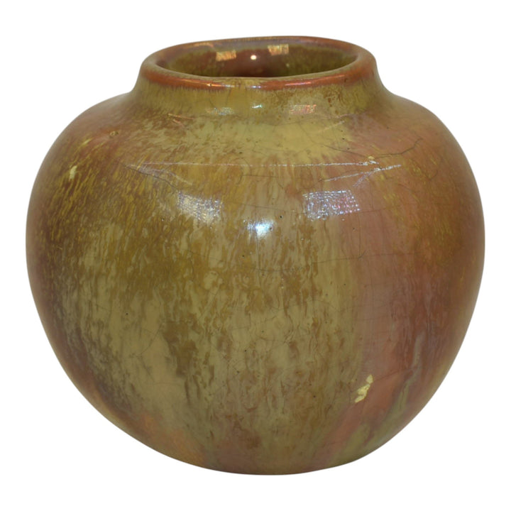 Pewabic 1920s Art Pottery Hand Made Brown And Gold Iridescent Ceramic Vase
