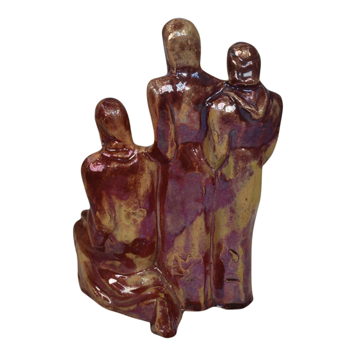 Pewabic 1920s Pottery Iridescent Red Purple Three Wise Men Statue Figurine