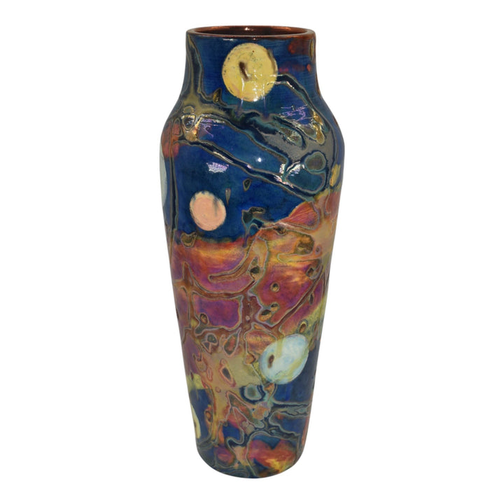 Paul Katrich Studio Pottery Blue Orange Red Vase 1266 Nine Planets Luster Vessel