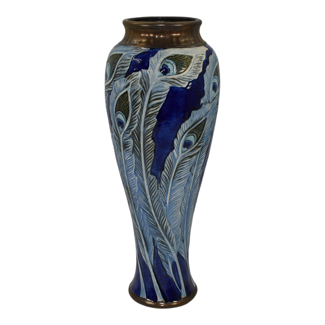 Calmwater Designs Stephanie Young Studio Pottery Peacock Feathers Porcelain Vase