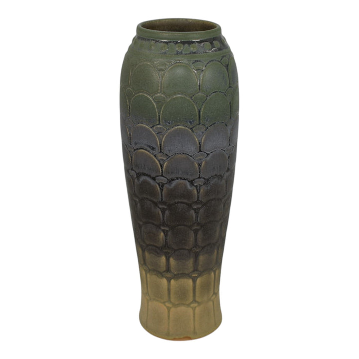 Rookwood 2021 Contemporary Pottery Green Black Tan Ceramic Flower Vase 2769