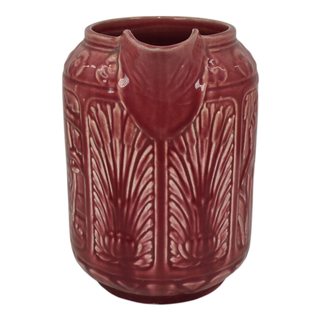 Weller Zona 1920s Vintage Art Pottery Red Pink Kingfisher Large Ceramic Pitcher