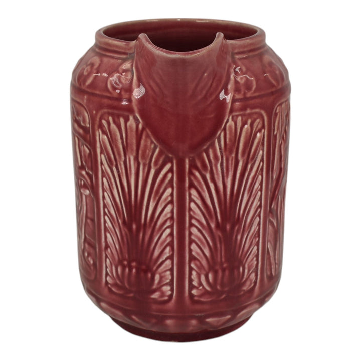 Weller Zona 1920s Vintage Art Pottery Red Pink Kingfisher Large Ceramic Pitcher