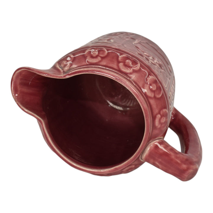 Weller Zona 1920s Vintage Art Pottery Red Pink Kingfisher Large Ceramic Pitcher
