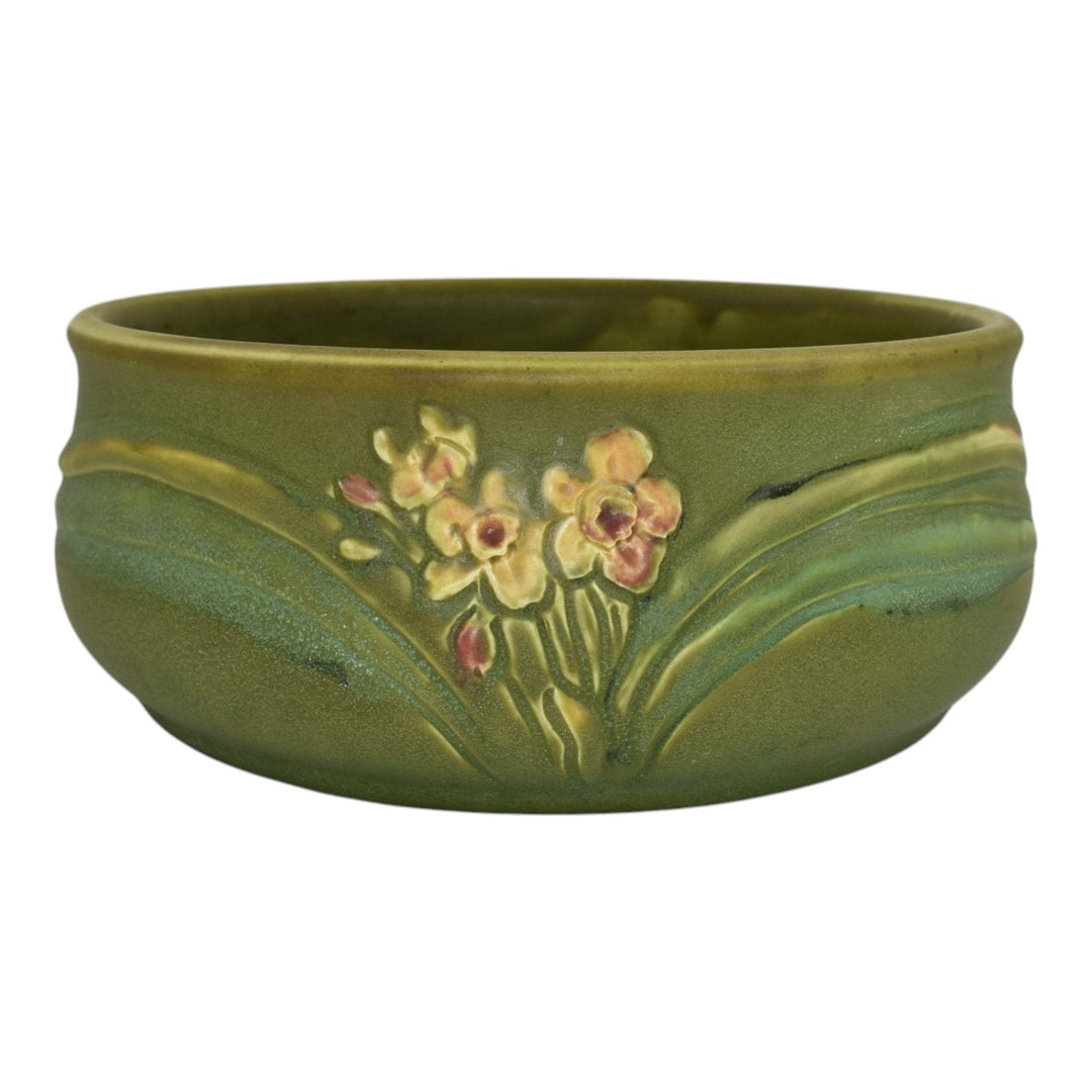 Rookwood 1905 Vintage Arts And Crafts Pottery Matte Green Daffodil Bowl 929C